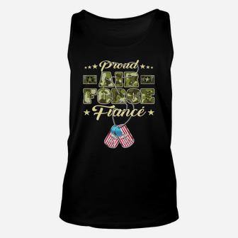 Mens Proud Air Force Fiance - Camo Us Flag Dog Tag Military Lover Unisex Tank Top | Crazezy AU