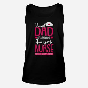 Mens Proud Dad Of A Nurse Funny Daddy Papa Pops Father Men Gift Unisex Tank Top | Crazezy