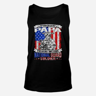 Mens Proud Papa Of A National Guard Soldier Army Grandfather Gift Unisex Tank Top | Crazezy