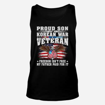Mens Proud Son Of A Korean War Veteran Military Vet's Family Gift Unisex Tank Top | Crazezy CA