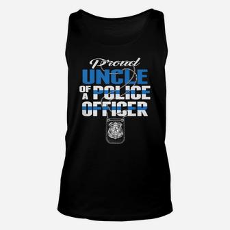 Mens Proud Uncle Of A Police Officer - Thin Blue Line Cop Family Unisex Tank Top | Crazezy AU