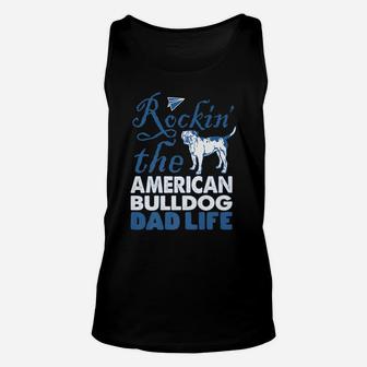 Mens Rockin American Bulldog Dog Dad Life Father's Day Gift Unisex Tank Top | Crazezy AU