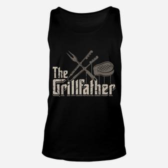Mens The Grillfather Bbq Grill Smoker Vintage Barbecue Gifts Chef Unisex Tank Top | Crazezy