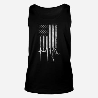 Mens Vintage American Hunting Fishing Usa Flag Unisex Tank Top | Crazezy