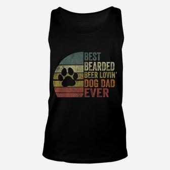 Mens Vintage Best Bearded Beer Lovin Dog Dad Dog Lover Owner Unisex Tank Top | Crazezy DE