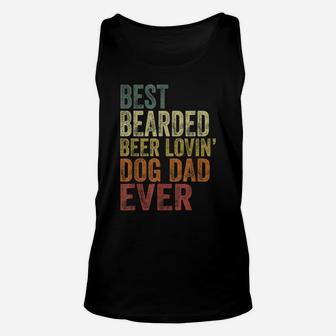 Mens Vintage Best Bearded Beer Lovin Dog Dad Pet Lover Owner Unisex Tank Top | Crazezy CA