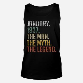 Mens Vintage January 1937 Retro 84 Years Old 84Th Birthday Gift Unisex Tank Top | Crazezy
