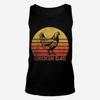 Mens Vintage Retro Chicken Dad Gift Farm Farmer Sunset Silhouette Unisex Tank Top | Crazezy CA