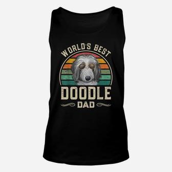 Mens World's Best Doodle Dad Vintage Sheepadoodle Dog Dad Unisex Tank Top | Crazezy UK
