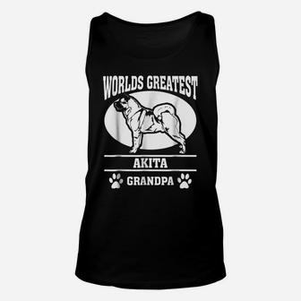 Mens Worlds Greatest Akita Dog Grandpa T-Shirt Unisex Tank Top | Crazezy