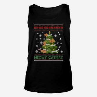 Meowy Catmas Christmas Tree Merry Xmas Cat Lovers Sweatshirt Unisex Tank Top | Crazezy UK