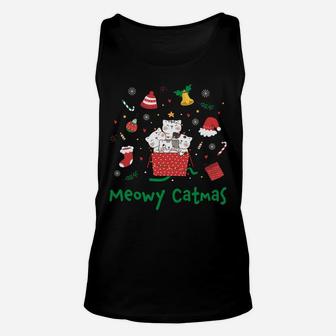 Meowy Catmas Cute Christmas Cat Lover Kitties Xmas Unisex Tank Top | Crazezy