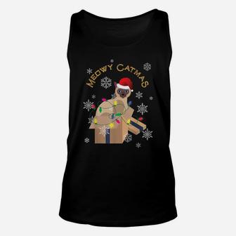Meowy Catmas Siamese Cat Lovers Cat In A Box Xmas Present Unisex Tank Top | Crazezy AU