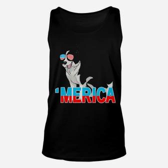 Merica Border Collie Usa Flag Sunglasses 4Th Of July Unisex Tank Top - Monsterry