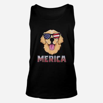 Merica Golden Retriever For Men America Usa Dog Unisex Tank Top | Crazezy UK