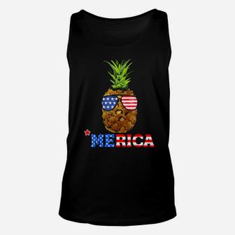 Merica Pineapple On 4Th Of July Independence Freedom Day Unisex Tank Top - Monsterry