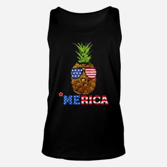 Merica Pineapple On 4Th Of July Independence Freedom Day Unisex Tank Top - Monsterry