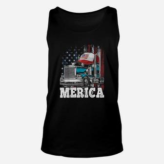 Merica Trucker American Flag Trucker Hat Unisex Tank Top | Crazezy