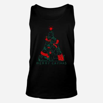 Merry Catmas Cat Christmas Tree Xmas Decorations Sweatshirt Unisex Tank Top | Crazezy AU