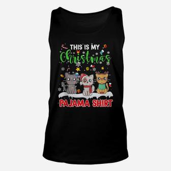 Merry Catmas Cat Lovers This Is My Christmas Pajama Shirt Unisex Tank Top | Crazezy UK