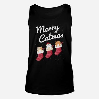 Merry Catmas Christmas Cats In Socks Kitty Cat Lover Gift Unisex Tank Top | Crazezy