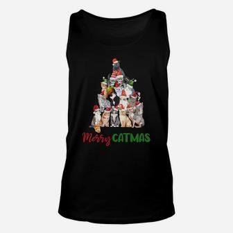 Merry Catmas Christmas Shirt For Cat Lovers Kitty Xmas Tree Sweatshirt Unisex Tank Top | Crazezy UK