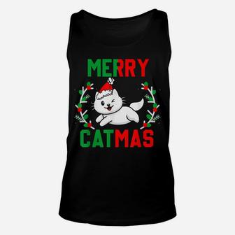 Merry Catmas Funny Pun For Cat Lovers Unisex Tank Top | Crazezy