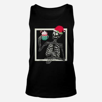 Merry Christmas Funny Santa Hat Christmas Drink Skeleton Zip Hoodie Unisex Tank Top | Crazezy