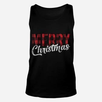 Merry Christmas Gift Funny Family Xmas Red Buffalo Plaid Unisex Tank Top | Crazezy CA
