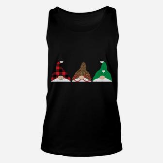 Merry Christmas Gnomes Cute Buffalo Plaid Cheetah Print Gift Unisex Tank Top | Crazezy DE