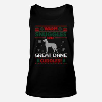 Merry Christmas Great Dane Dog Shirt Ugly Christmas Sweater Unisex Tank Top | Crazezy