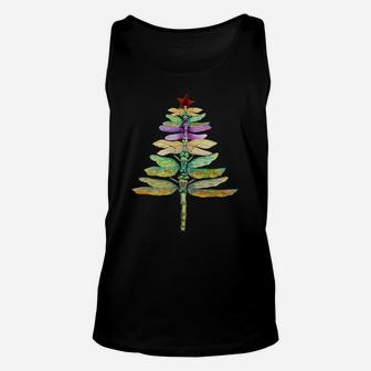 Merry Christmas Insect Lover Xmas Dragonfly Christmas Tree Sweatshirt Unisex Tank Top | Crazezy