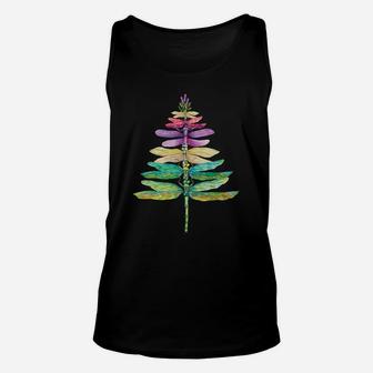 Merry Christmas Insect Lover Xmas Dragonfly Christmas Tree Unisex Tank Top | Crazezy