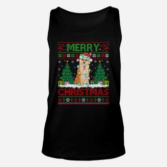 Merry Christmas Lighting Ugly Shiba Inu Christmas Sweatshirt Unisex Tank Top | Crazezy