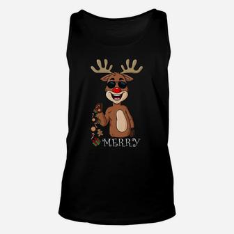 Merry Christmas Reindeer Funny Family Pajamas Xmas Sweatshirt Unisex Tank Top | Crazezy