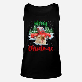 Merry Christmas Santa Pomeranian And Truck Dog Gift Sweatshirt Unisex Tank Top | Crazezy