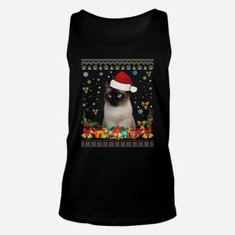 Merry Christmas Siamese Cat Ugly Sweater Santa Claus Lover Unisex Tank Top | Crazezy