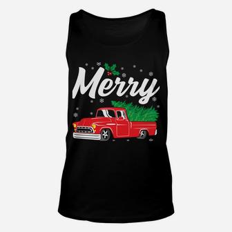 Merry Christmas Tree Red Truck Funny Family Holiday Gift Unisex Tank Top | Crazezy CA