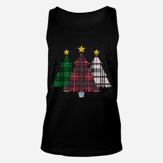 Merry Christmas Trees With Buffalo Plaid Xmas Light Gift Sweatshirt Unisex Tank Top | Crazezy AU