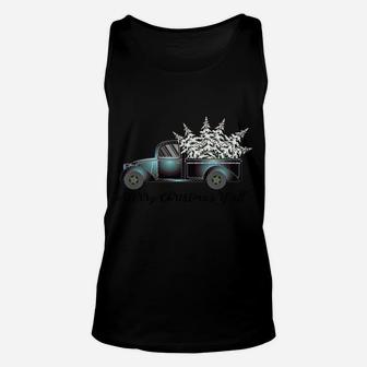 Merry Christmas Y'all Vintage Truck With Christmas Trees Unisex Tank Top | Crazezy