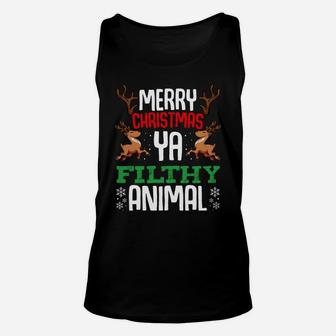 Merry Christmas You Filthy Animal Funny Xmas Winter Snow Sweatshirt Unisex Tank Top | Crazezy AU