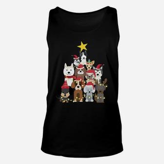 Merry Dogmas Cute Dog Xmas Christmas Tree Sweatshirt Unisex Tank Top | Crazezy