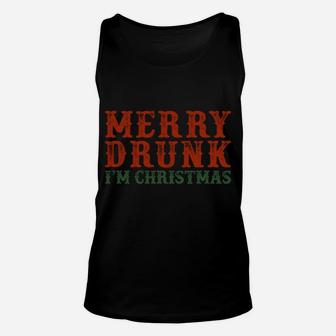 Merry Drunk I'm Christmas Drinking Wine Lover Unisex Tank Top | Crazezy CA