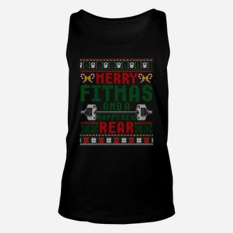 Merry Fitmas And A Happy New Rear Christmas Fitness Workout Sweatshirt Unisex Tank Top | Crazezy