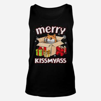 Merry Kissmyass Akita In Box Xmas Lover Gifts Unisex Tank Top - Monsterry