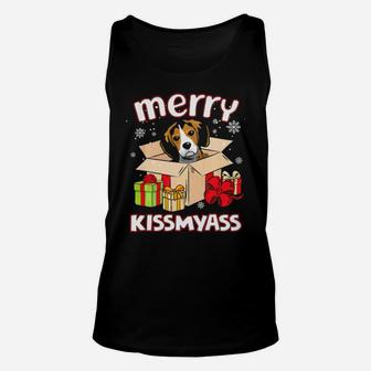 Merry Kissmyass Beagle In Box Xmas Unisex Tank Top - Monsterry UK