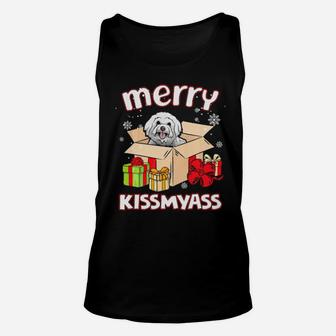 Merry Kissmyass Bichon Frise In Box Xmas Lover Gifts Unisex Tank Top - Monsterry DE
