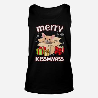 Merry Kissmyass Chihuahua In Box Xmas Lover Gifts Unisex Tank Top - Monsterry UK