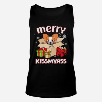 Merry Kissmyass Papillon In Box Xmas Lover Gifts Unisex Tank Top - Monsterry