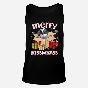Merry Kissmyass Shih Tzu In Box Xmas Lover Gifts Unisex Tank Top - Monsterry UK